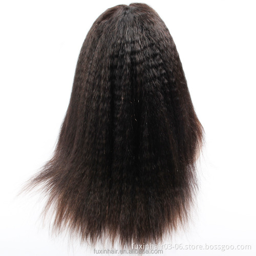 Yaki 360 French Lace Frontal Women Wig Human Virgin Human Hair Style Yaki Wig for Black INDIAN Hair Transparent Long